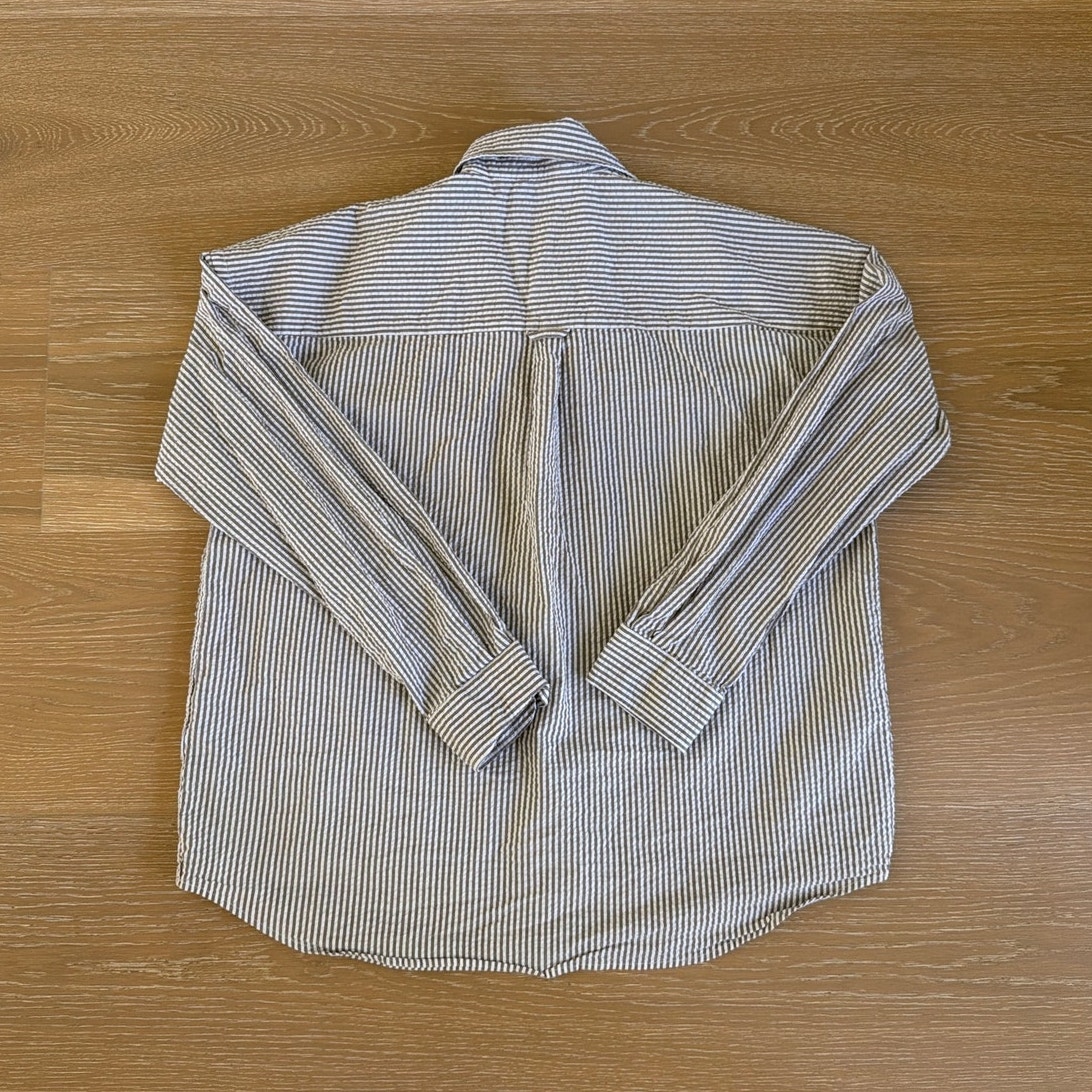 Wnu Shirt Seersucker The Weekend Size M Taupe White — image 2 of 5